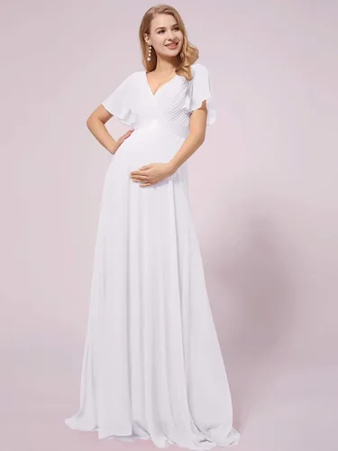 Miniatura 4 de Ever-Pretty Womens Chiffon V-Neck Short Sleeve A-line Ruched Summer Maternity Dresses 09890-EY