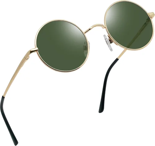Joopin Lentes de sol redondos pequeños retro, redondos, hippie, polarizados, protección UV400, pantallas de metal para hombres y mujeres