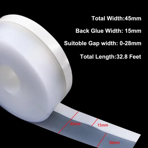 Miniatura 2 de Cinta de sellado de intemperie de silicona FOURGUN 45 MM * 9 m Aislamiento insonorizado Perfecto para marcos de puertas, ventanas, baño, regaderas
