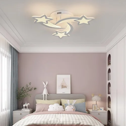 Miniatura 4 de Goeco Lámpara de techo Kidsroom, 3 modos de luz (3000 K/4500 K/6000 K) acrílico blanco cerca del techo, lámpara de techo de dibujos animados