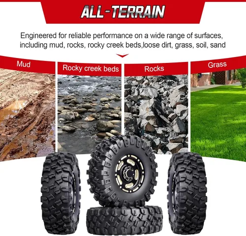 Miniatura 7 de HobbyPark Ruedas y neumáticos Beadlock de latón 1.0 para 1/18 TRX4M Upgrades Parts 1/18 SCX24 1/24 RC Crawler de repuesto, juego de 4 (tipo B)