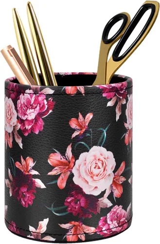 Miniatura 25 de Soporte para bolígrafos para mujeres y niñas, taza de lápices, decoración de escritorio rosa, soporte para brochas de maquillaje, soporte grande