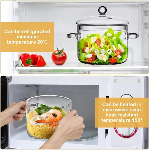 Miniatura 3 de Ollas de vidrio transparente para cocinar en la estufa, olla de cocción de sopa de vidrio con tapa, olla gruesa para cocina, olla grande para servir