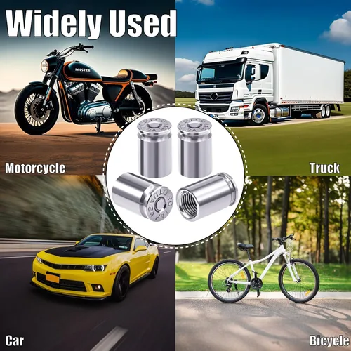 Miniatura 7 de Tapas de válvula de neumático, bala, aleación de aluminio, cubiertas universales a prueba de polvo para automóviles, SUV, camiones, bicicletas