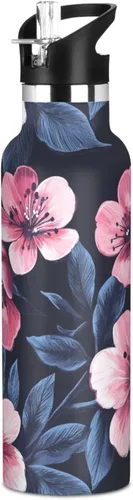 Miniatura 13 de Flores de otoño, tulipán, narciso, gladiolo, azul, doble pared, aisladas al vacío, botellas de agua con pajitas, a prueba de fugas, sin BPA, a