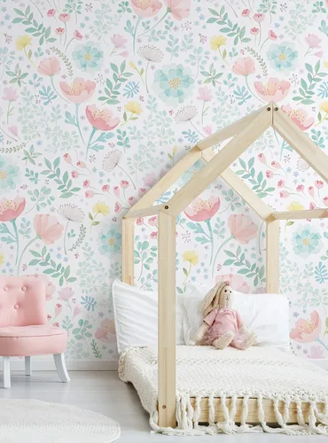 Miniatura 11 de Whimsy - Papel tapiz floral para pared, diseño de acuarela, despegar y pegar (paquete de 2 hojas (2 x 8 pies), rosa y morado
