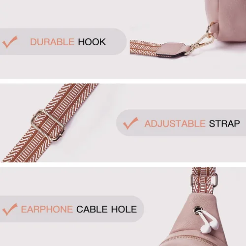Miniatura 53 de Telena Riñonera pequeña para mujer, de cuero, cangureras, bolsa de pecho para mujer