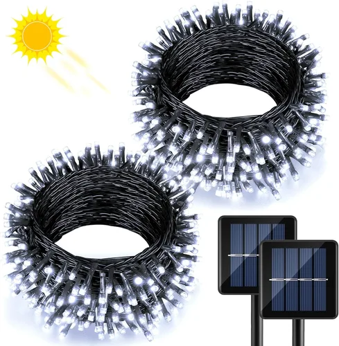 Miniatura 13 de 2 Pack de luces solares de Navidad para exteriores, tira de luces solares de 80 pies con 240 LED para exteriores, impermeables, 8 modos de luz