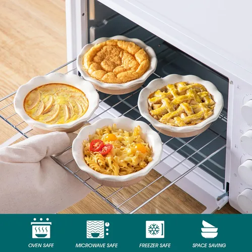 Miniatura 3 de vancasso Juego de 6 mini moldes para tartas, platos profundos de cerámica de 5.2 pulgadas con borde ondulado para hornear, aptos para microondas