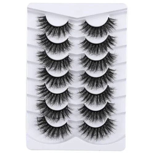 Miniatura 12 de Mebver Pestañas Pestañas postizas 8D Esponjosas Pestañas postizas Wispy de Visón Sintético Ligeras Pestañas postizas de Ojo de Gato Paquete de 7