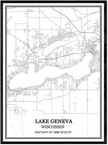 Miniatura 23 de TANOKCRS Kenosha - Póster impreso en lienzo con diseño de mapa de Estados Unidos de Estados Unidos, sin marco, moderno, en blanco y negro, regalo