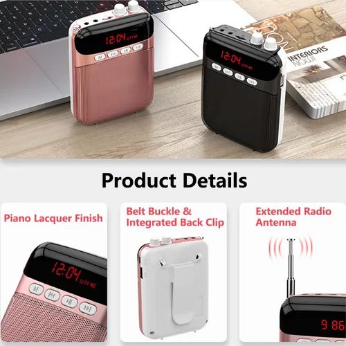 Miniatura 5 de Kinizuxi Amplificador de Voz Portátil para Profesores, Amplificador Personal de 2400mAh con Auriculares para Hablar, Sistema PA Recargable