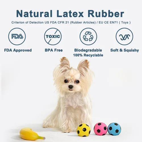 Miniatura 3 de Pelota chirriante para perros, juguetes chirriantes de goma de látex suave para perros pequeños, cachorros, lindos juguetes chirriantes para jugar a