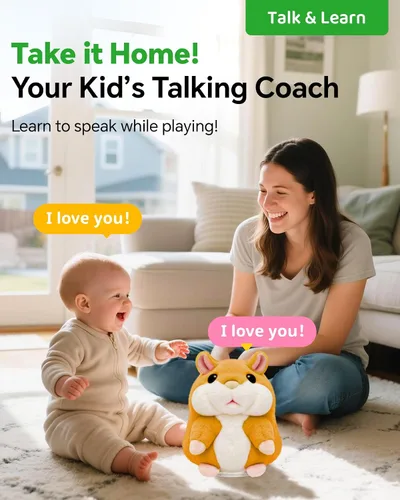 Miniatura 2 de TWORIVER Juguete de hámster parlante para niños de 2 a 4 años, repite lo que dices, juguete interactivo de peluche, juguete de aprendizaje de habla