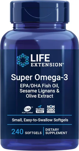 Tabletas Life Extension Super Omega 3 o DHA con lignanos de sésamo y extracto de aceituna, 240 unidades, 737870161929, 1, 1