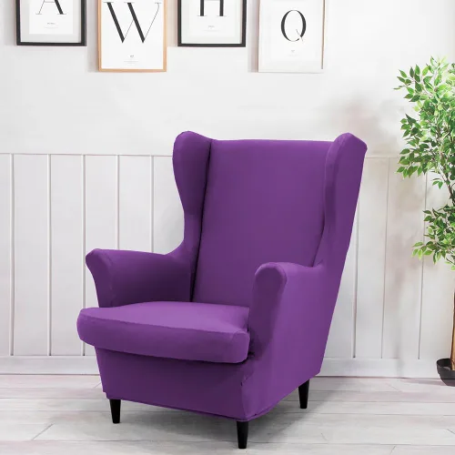 Miniatura 14 de Morbuy Funda para silla Wingback, 2 piezas, lavable, elástica, con respaldo de ala, fundas para silla con brazos para sala de estar, dormitorio