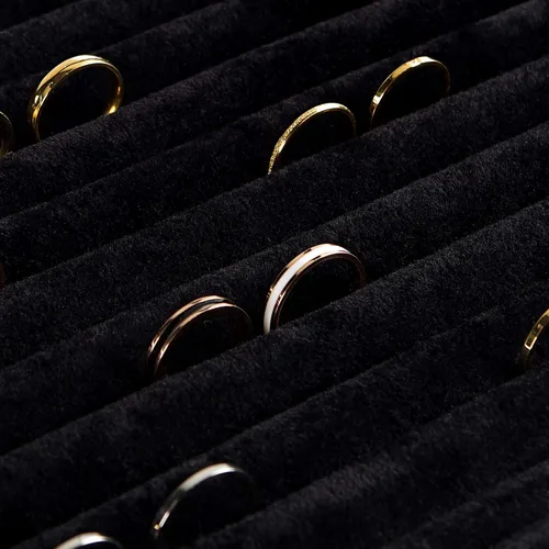 Miniatura 5 de Frebeauty Bandeja organizadora de anillos y aretes con tapa transparente, 10 ranuras de terciopelo, caja de almacenamiento de joyas con tapa