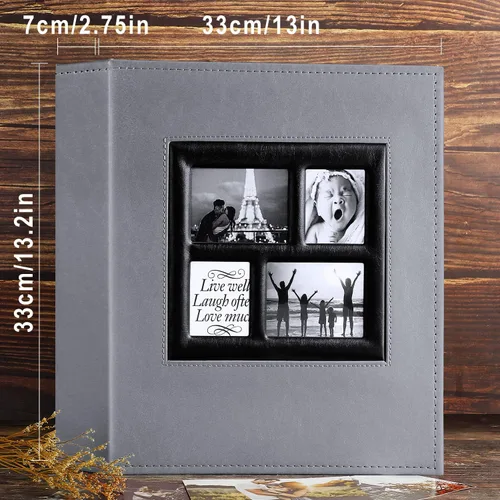 Miniatura 5 de Ywlake Álbum de fotos de 4 x 6 pulgadas, 1000 bolsillos, capacidad extragrande, para fotos familiares y de boda, capacidad para 1000 fotos Gris