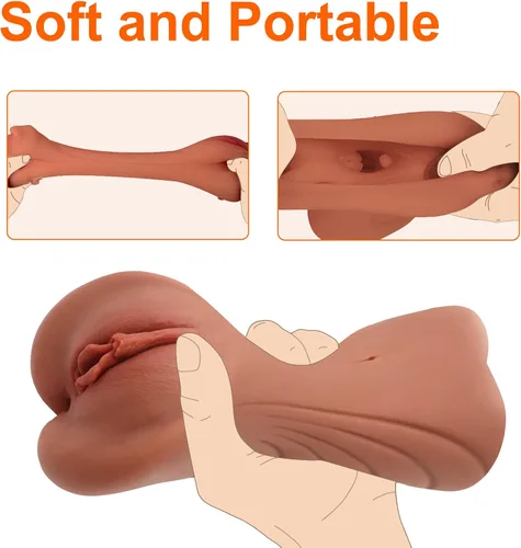 Miniatura 6 de Juguete masturbador masculino de bolsillo, muñeca sexual 2 en 1, masturbación realista, mamada, Stroker, juguetes sexuales masculinos con vagina