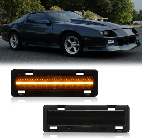 R&F Auto Luz de Marcador Lateral LED Ahumada de Repuesto para Camaro (1982-1992) LT, RS, Sport, Iroc-Z, Z28 Cupé Convertible Faros de Marcador