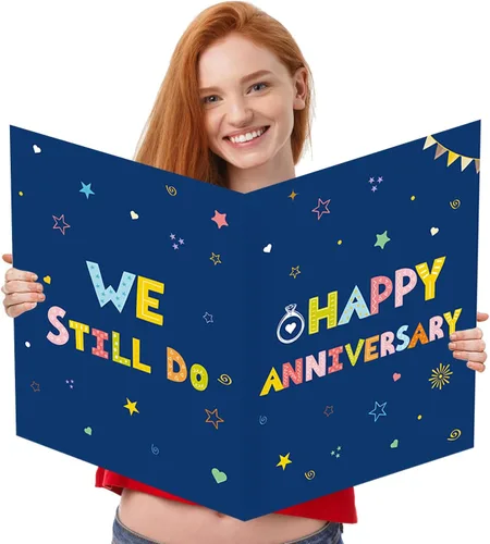 Miniatura 23 de Idealmuzik Tarjeta Jumbo de Feliz 10º Aniversario – Tarjeta de Felicitación de Congratulaciones Grande Plegada de 14x22 Pulgadas con Sobre, Tarjeta