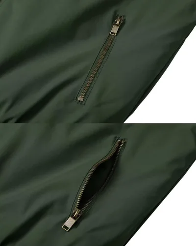 Miniatura 6 de KEFITEVD Chaqueta para hombre, estilo casual, resistente al viento, chaquetas de bombardero con cremallera completa, chaquetas de invierno