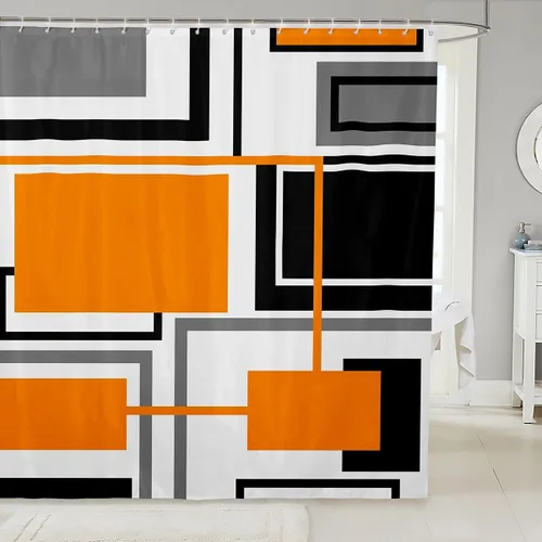 Miniatura 13 de Cortinas de ducha abstractas de líneas geométricas para niños, cortinas de baño con diseño empalmado de rayas para niñas, niños y adultos, cortinas