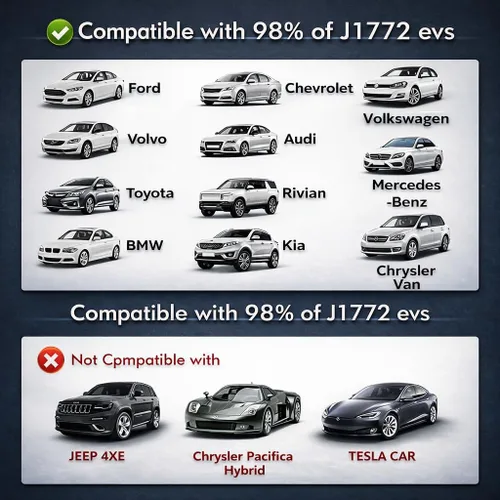 Miniatura 4 de Adaptador Tesla a J1772 Nivel 2 NACS a J1772 para Carga de BMW Ford Chevy Audi Mach EV, Adaptadores de Carga Tesla con Pantalla LCD, 60-Amp 250-VAC