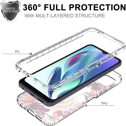 Miniatura 3 de Funda para Moto G50 5G, Motorola G50 XT2149-1 con protector de pantalla de vidrio templado, funda protectora de cuerpo completo con patrón floral
