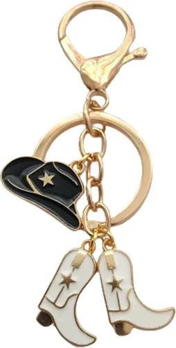 Lindo llavero de vaquero para hombres y mujeres, sombrero de vaquero y botas de vaquero, joyería creativa para amantes de la joyería occidental