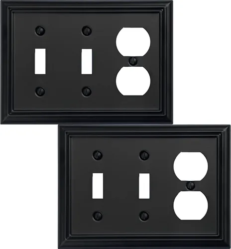 Miniatura 19 de OKAWYC Cubierta Cuádruple Decorativa para Interruptor de Luz Adler Placa de Pared de Metal, Paquete de 2 Negro 4 Vías Cuádruple Rocker