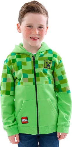 Miniatura 2 de Minecraft Sudadera con capucha Creeper para niño, forro polar verde con licencia oficial de star wars silent one crew.