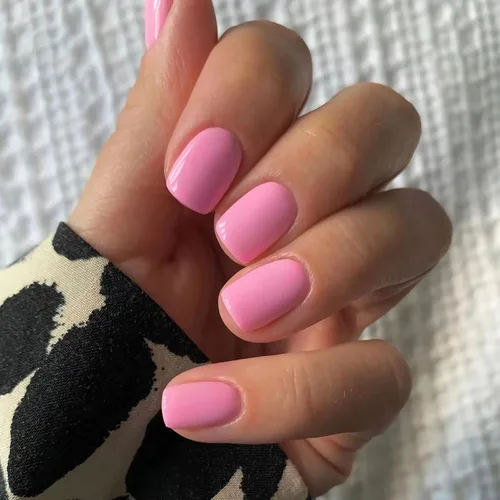 Uñas postizas cuadradas a presión cortas, uñas postizas rosas, uñas postizas acrílicas, diseño brillante de cubierta completa, uñas adhesivas, uñas