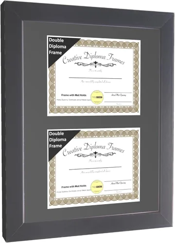 Miniatura 3 de Creative Picture Frames Marco de diploma doble clásico negro de 6 x 8 pulgadas con vidrio negro y colgador de pared instalado