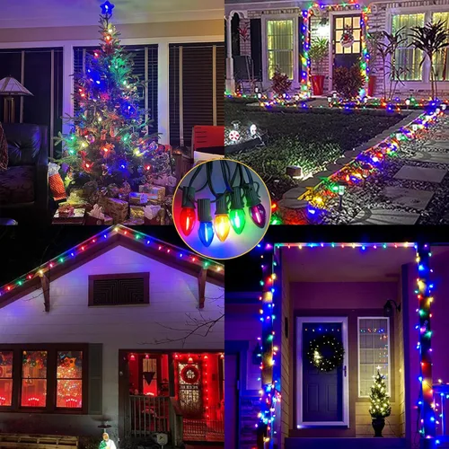 Miniatura 6 de Bombillas LED C7 para Navidad, paquete de 25 bombillas de repuesto multicolor, bombilla LED Edison C7 irrompible para luces navideñas, lámpara