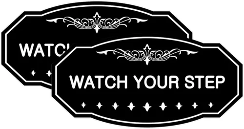 Miniatura 39 de Signs ByLITA Victorian Watch Your Step - Letrero de pared o puerta Material duradero y fácil instalación Señalización de seguridad (negro)