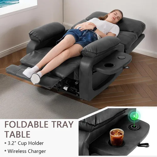 Miniatura 6 de Sillón reclinable eléctrico de doble motor para adultos y personas mayores, silla elevadora de posición infinita con calor y masaje, portavasos