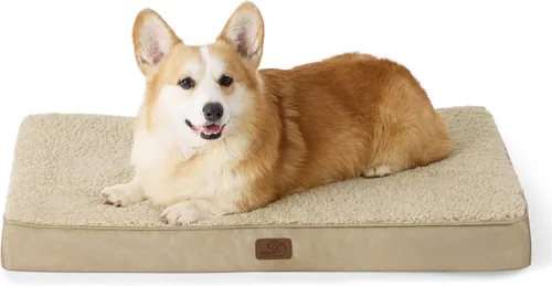 Miniatura 17 de Bedsure Camas para Perros Tamaño Grande - Cómodas Camas Planas para Mascotas con Funda Lavable Extraíble, Alfombrilla de Espuma Ortopédica