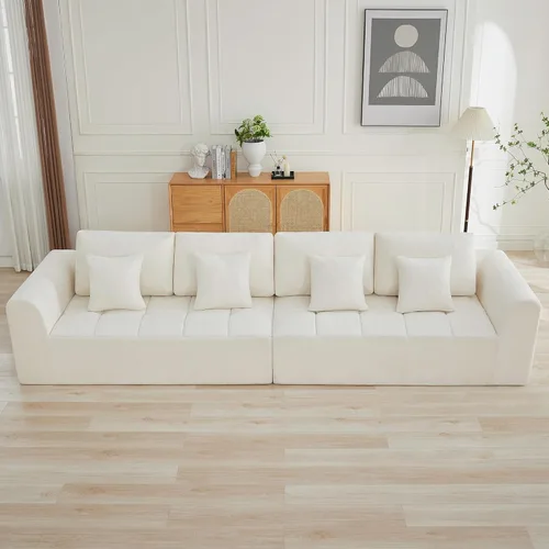Miniatura 26 de Sofás modulares deshuesados de 140 pulgadas para sala de estar, sofá modular modular de nube comprimida, sofá moderno en forma de U de 9 plazas Gris