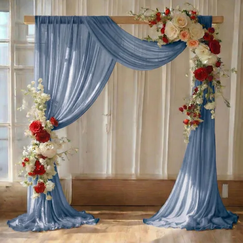 MDS Paquete de 1 panel de cortina de arco de boda (30 pulgadas de ancho x 20 pies de largo) tela de gasa transparente para boda, ceremonia, Azul