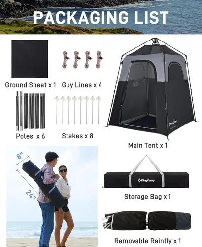 Miniatura 8 de KingCamp Tienda de campaña para ducha, tienda de privacidad portátil para acampar al aire libre, tienda de campaña de 1/2 habitación con bolsa