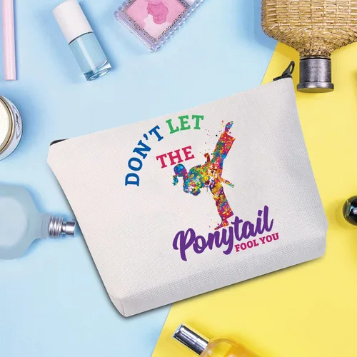 Miniatura 3 de WZMPA Bolsa de maquillaje cosmética Karate Girl para amantes del karate, regalo Dont Let The Tail You Fool You Martial Arts con cremallera