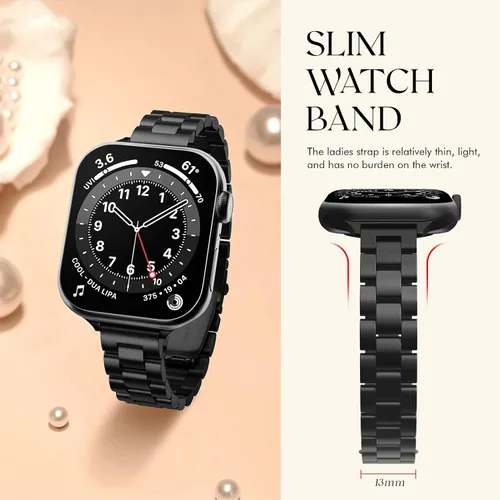 Miniatura 3 de Correas de metal delgadas y sólidas compatibles con Apple Watch Band Series 9 8 7 6 5 4 3 2 1 SE Ultra, 1.496 pulgadas, 1.575 pulgadas, 1.614
