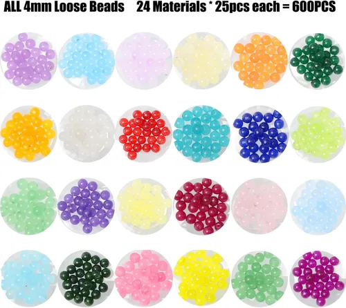 Miniatura 2 de MASSIVE BEADS, cuentas de gemas de jade natural de colores mixtos de 5/32 de pulgada, cuentas pequeñas espaciadoras redondas sueltas para Jade de 24