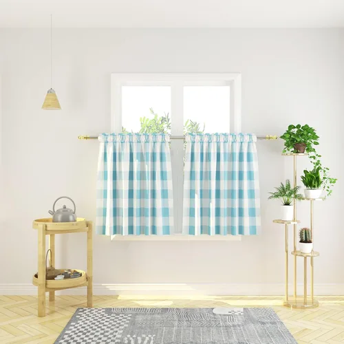 Miniatura 125 de Cenefas de cortina para ventana de 16 pulgadas de largo, 2 paneles de cuadros búfalo, cortinas pequeñas con bolsillo para barra, estilo clásico