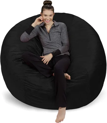 Miniatura 14 de Sofa Sack Funda para silla puff solamente, sin relleno, cómoda funda de repuesto para silla redonda, 5 pies, color carbón Carbón - Solo funda