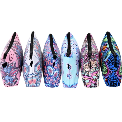 Miniatura 3 de Boao Bolsa de cosméticos de 8 piezas, bolsa de maquillaje, bolsa de viaje impermeable para artículos de tocador con diseño de flores de mandala, 8