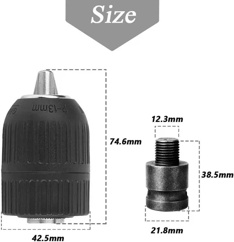 Miniatura 2 de Mesee Adaptador de portabrocas sin llave de capacidad de 0.079-0.512 in, herramienta de conversión de cambio rápido de impacto de rosca de montaje
