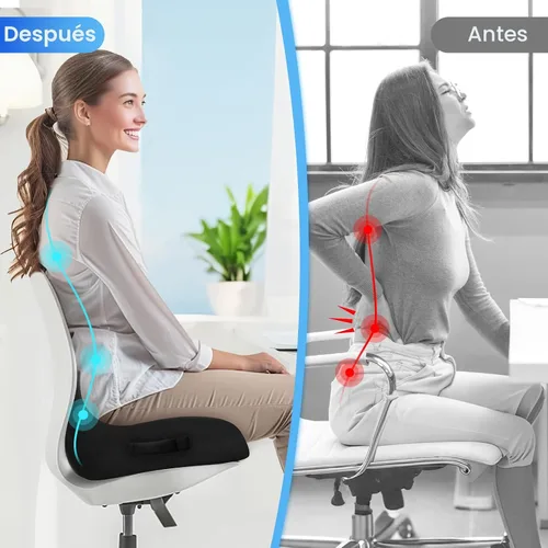 Miniatura 7 de CushZone Cojín de Asiento, Cojín de Asiento de Espuma Viscoelástica para Silla de Oficina para Sillas de Oficina/Automóvil/Viaje Largo/Silla de Negro