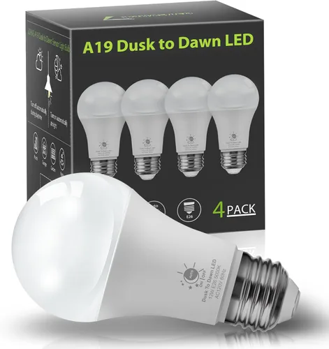 L LOHAS LED Bombillas de luz del atardecer al amanecer, bombilla E26 de encendido/apagado automático, bombillas para exteriores, bombillas de luz